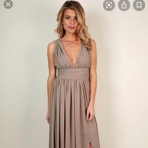 Chiffon Maxi Dress, Warm Taupe